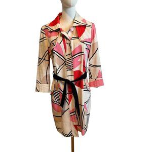 Alberto Makali Trench Coat Vinatge 1990s Pink and Red Siz 8